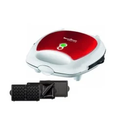 Moulinex 3-in-1 Sandwich and Waffle Maker 700W - Red